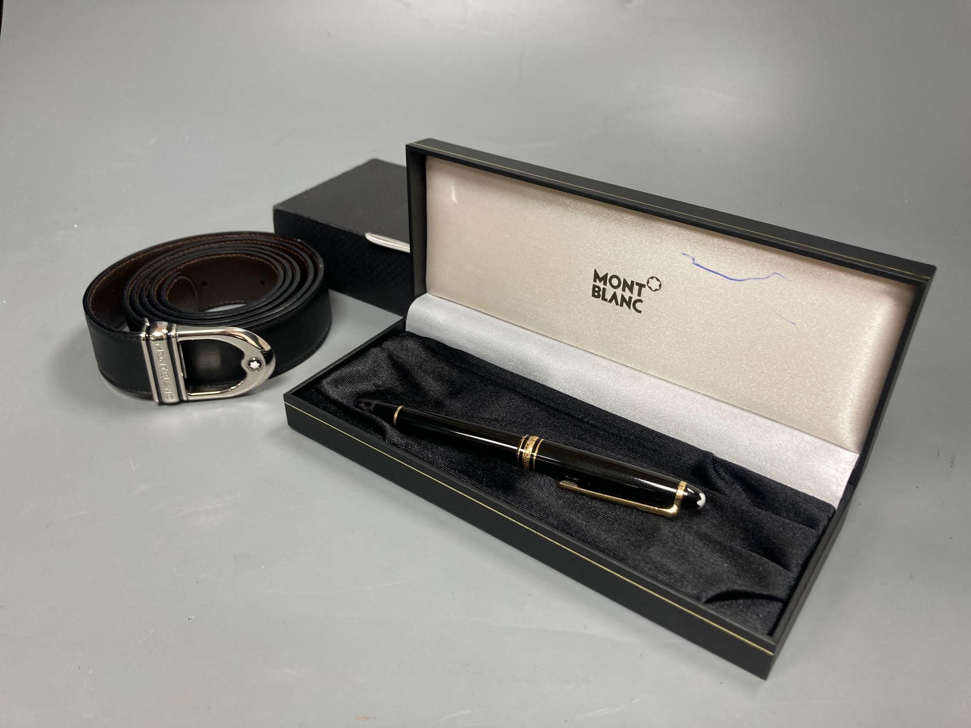 A Mont Blanc fountain pen and a belt